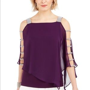Msk Embellished Cold-Shoulder Top